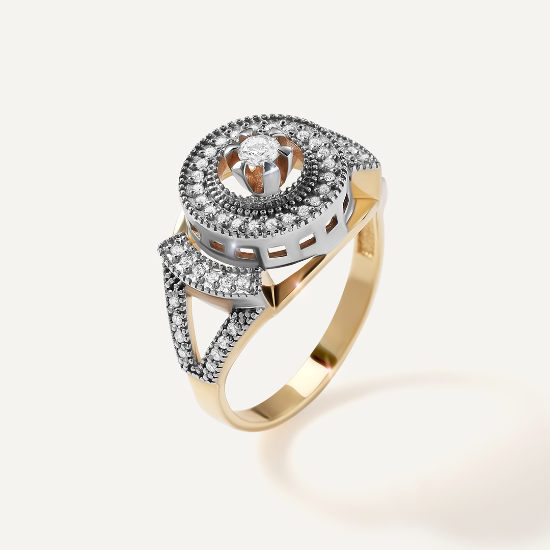 Кольцо из комбинированного золота с бриллиантами