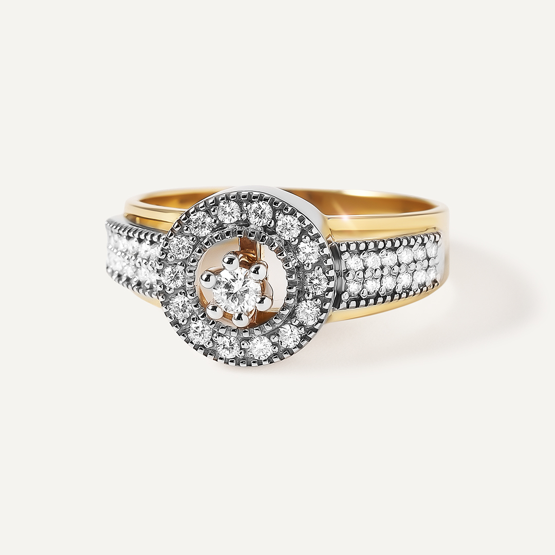 Кольцо из комбинированного золота с бриллиантами