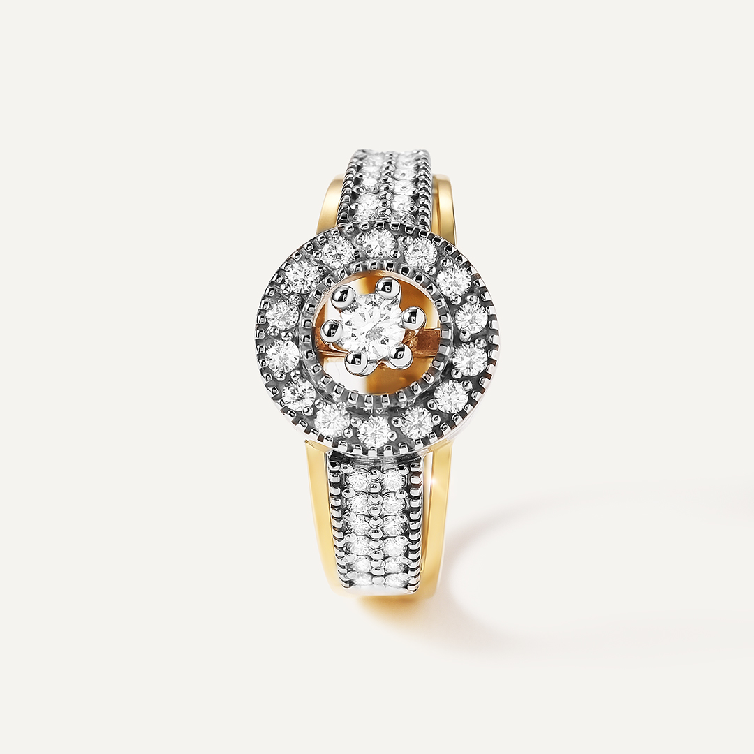 Кольцо из комбинированного золота с бриллиантами