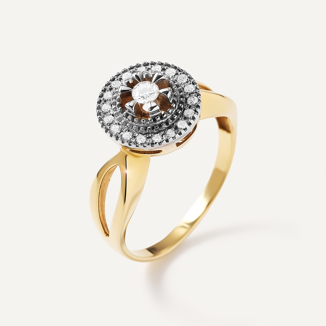 Кольцо из желтого золота с бриллиантами