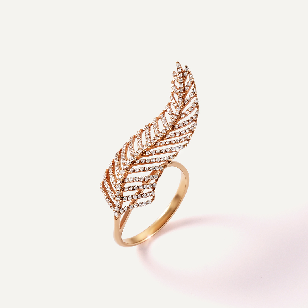 Кольцо из золота с бриллиантами "Перо"