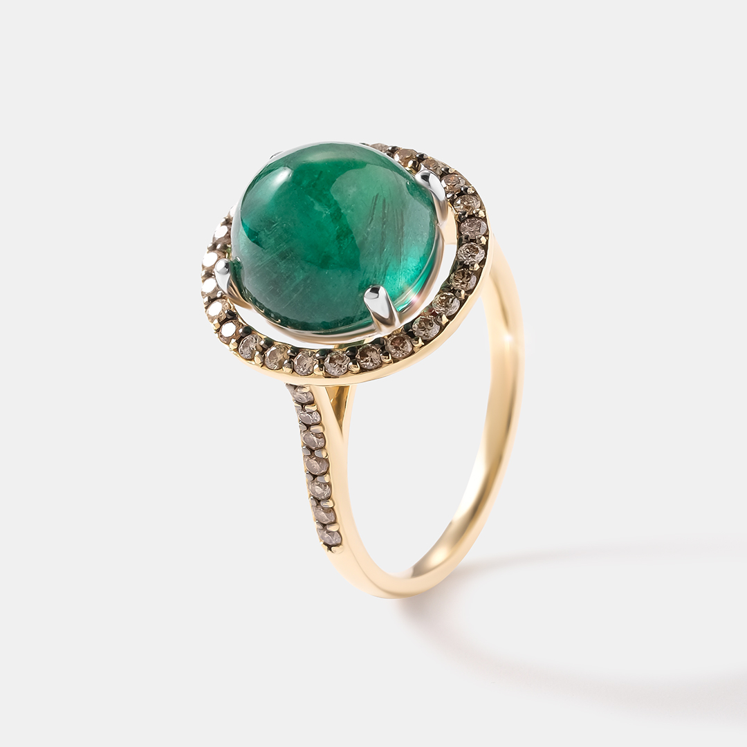 Кольцо из желтого золота с изумрудом
