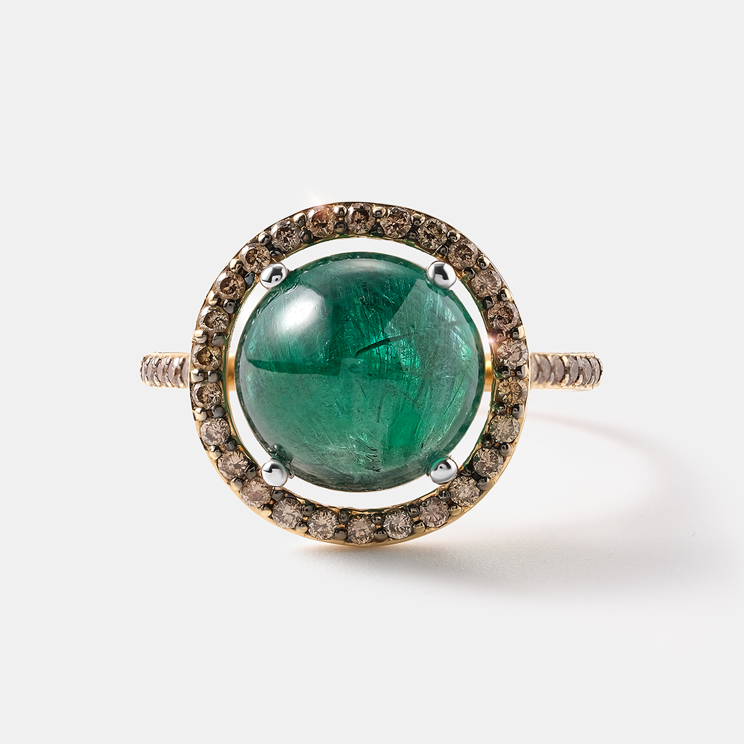 Кольцо из желтого золота с изумрудом