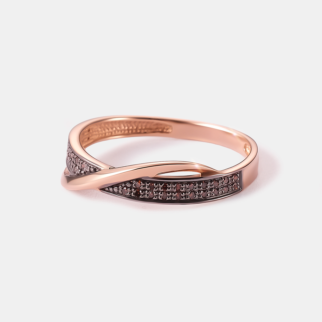 Кольцо из золота с оранжевыми бриллиантами