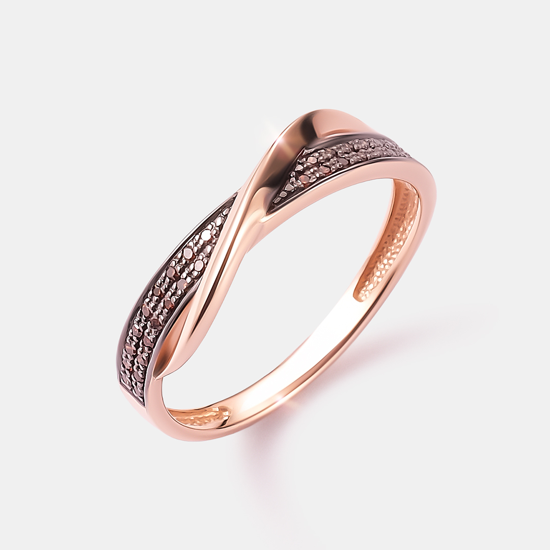 Кольцо из золота с оранжевыми бриллиантами