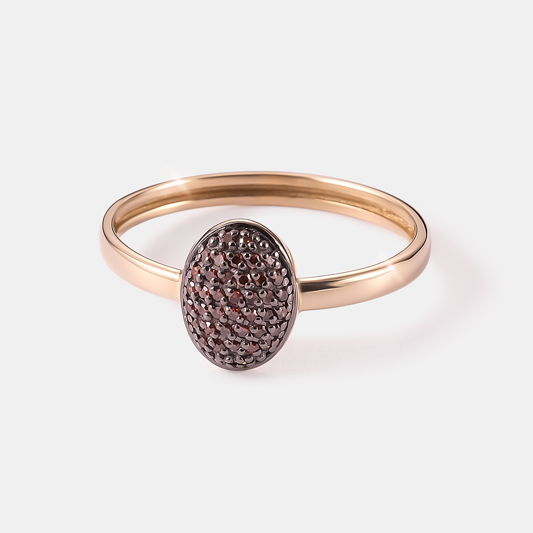 Кольцо из желтого золота с оранжевыми бриллиантами