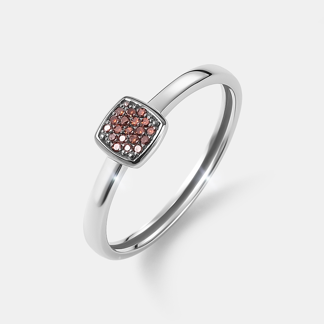 Кольцо из белого золота с оранжевыми бриллиантами