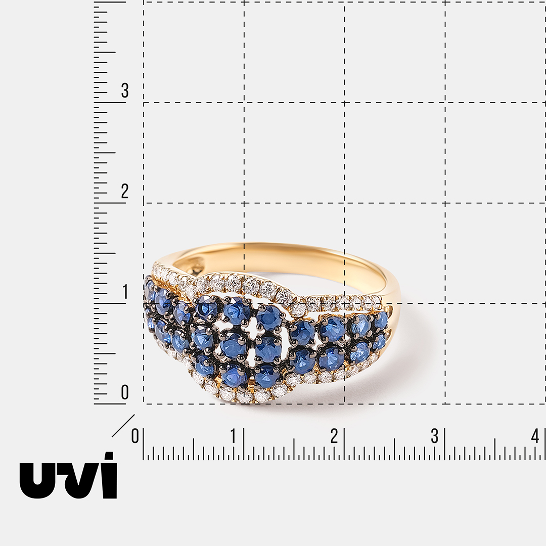 Кольцо из желтого золота с сапфирами