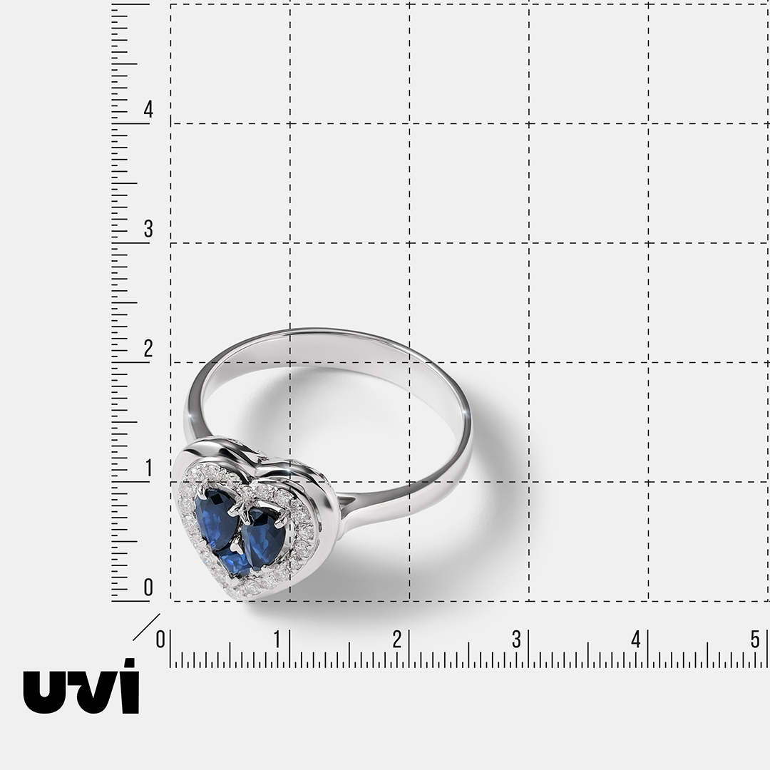 Кольцо из белого золота с сапфирами "Сердце"