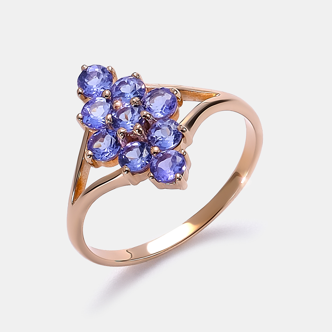 Кольцо из золота с танзанитами