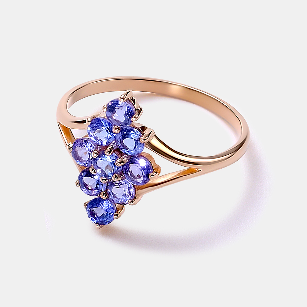 Кольцо из золота с танзанитами