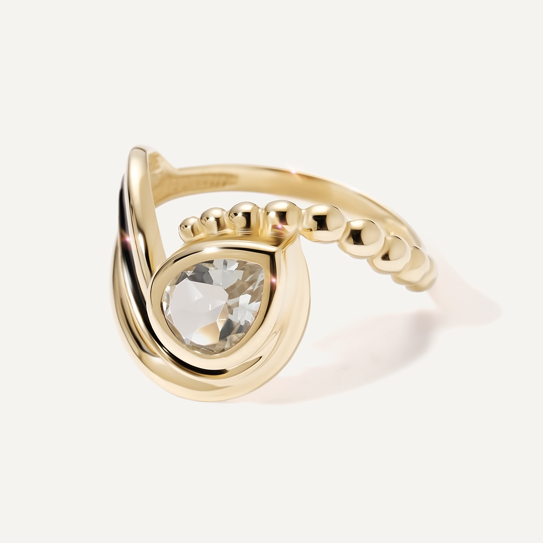 Кольцо из желтого золота с празиолитом