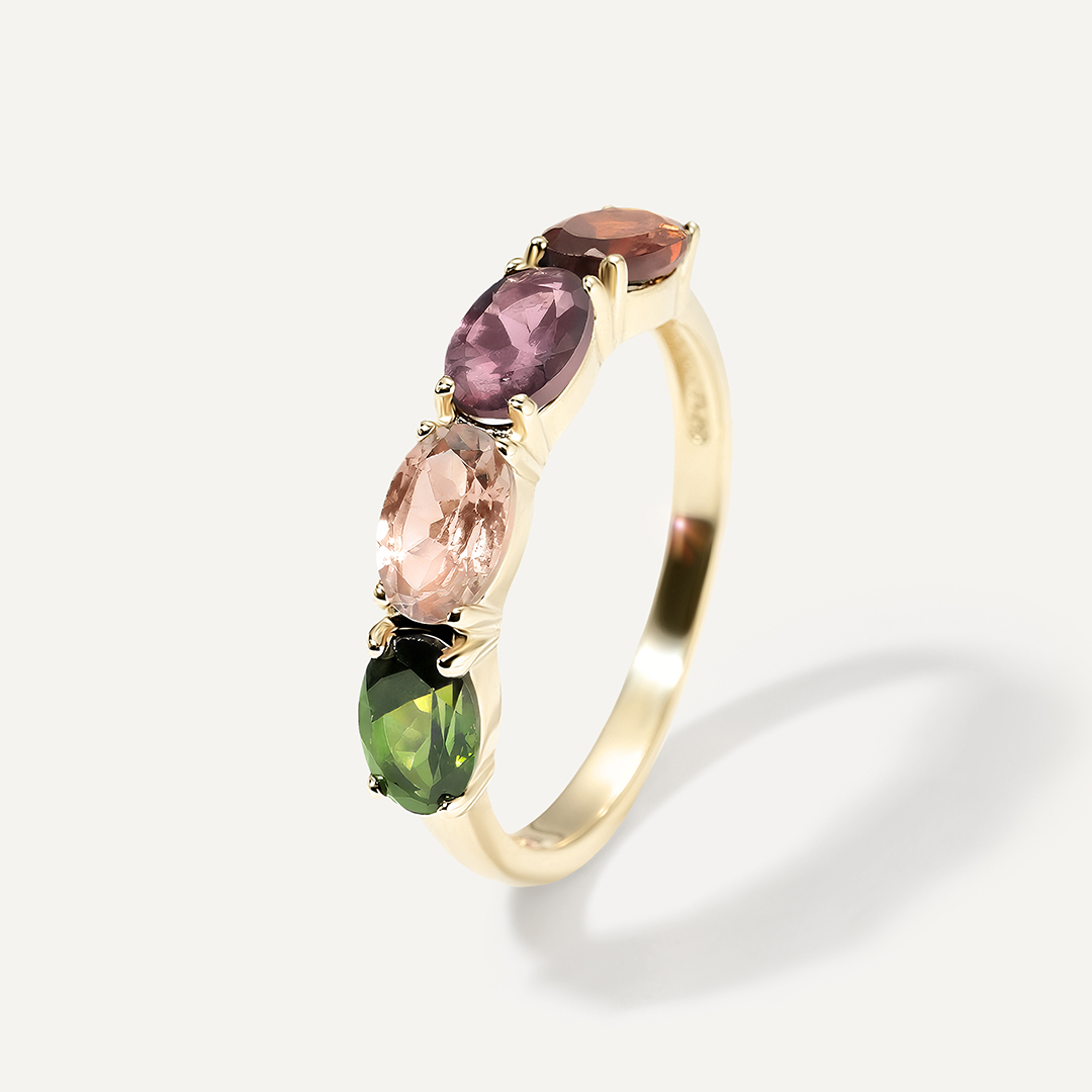 Кольцо из желтого золота с турмалинами
