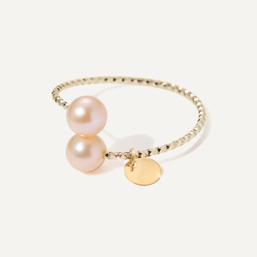 Кольцо из желтого золота с розовым жемчугом