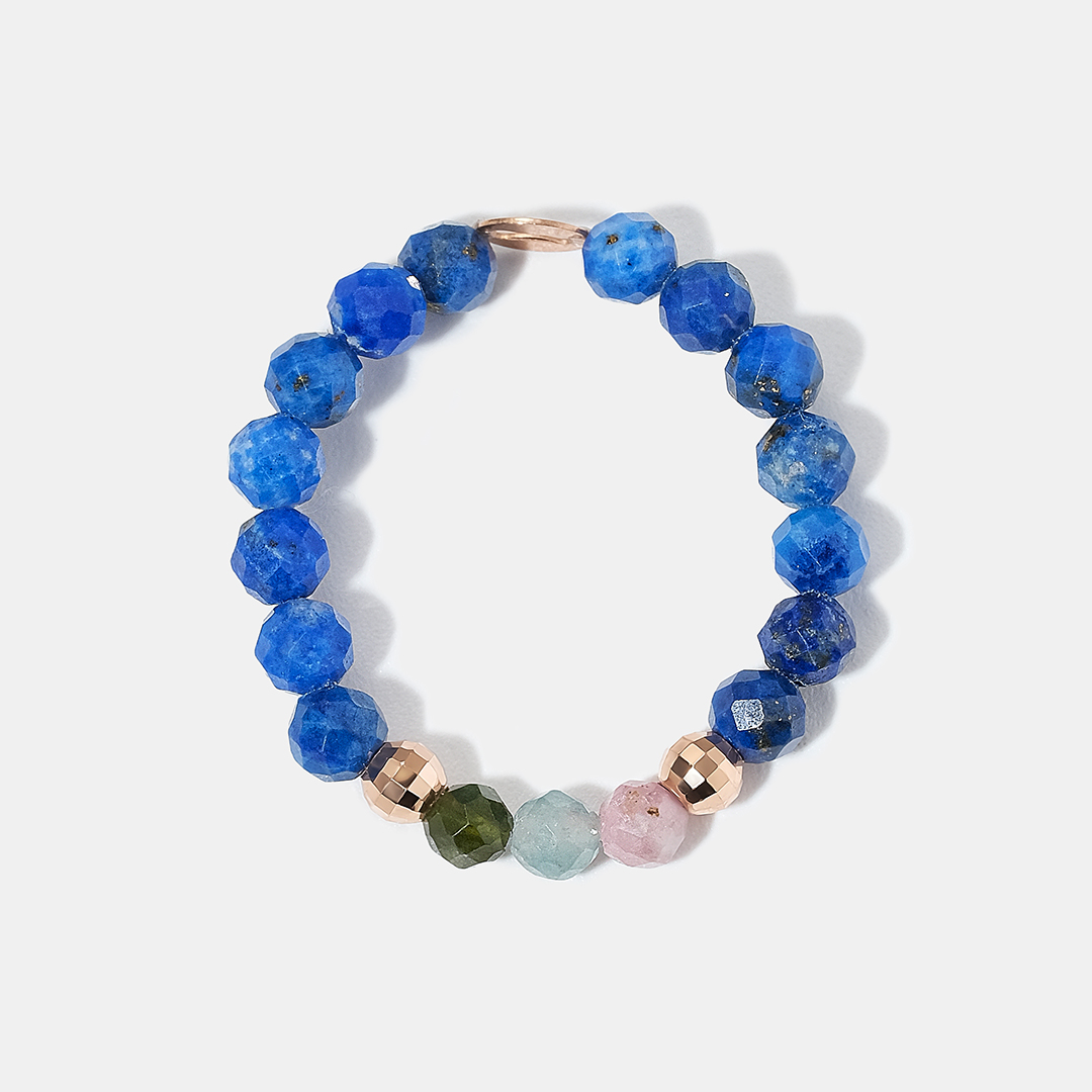 Кольцо из золота с лазуритами и турмалинами