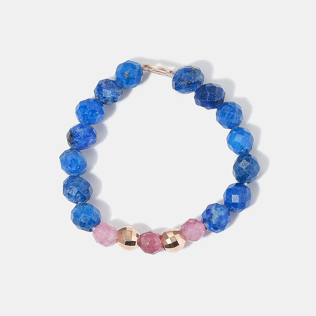 Кольцо из золота с лазуритами и турмалинами