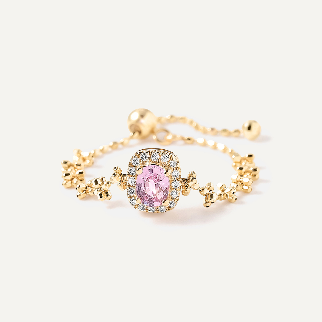 Кольцо из желтого золота с мультисапфиром