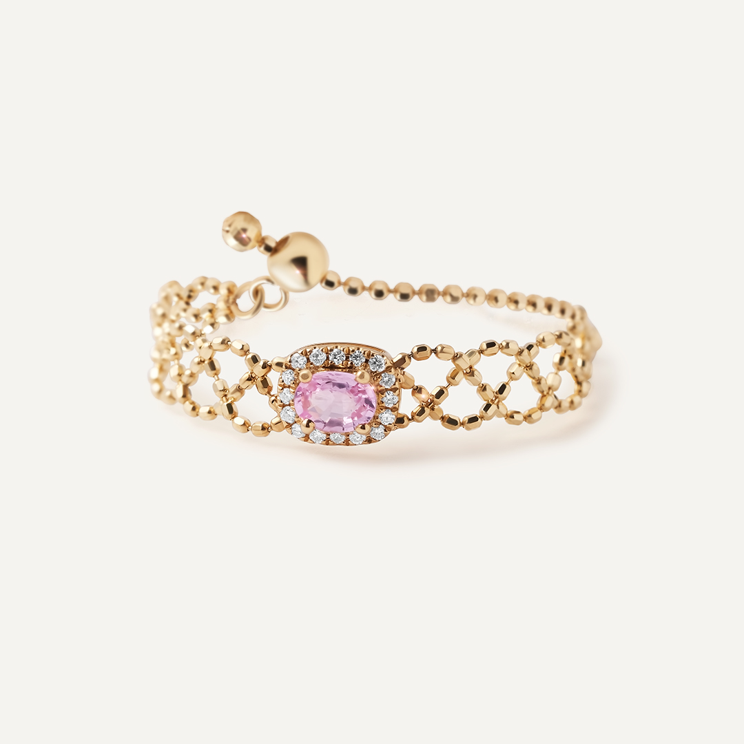 Кольцо из желтого золота с мультисапфиром