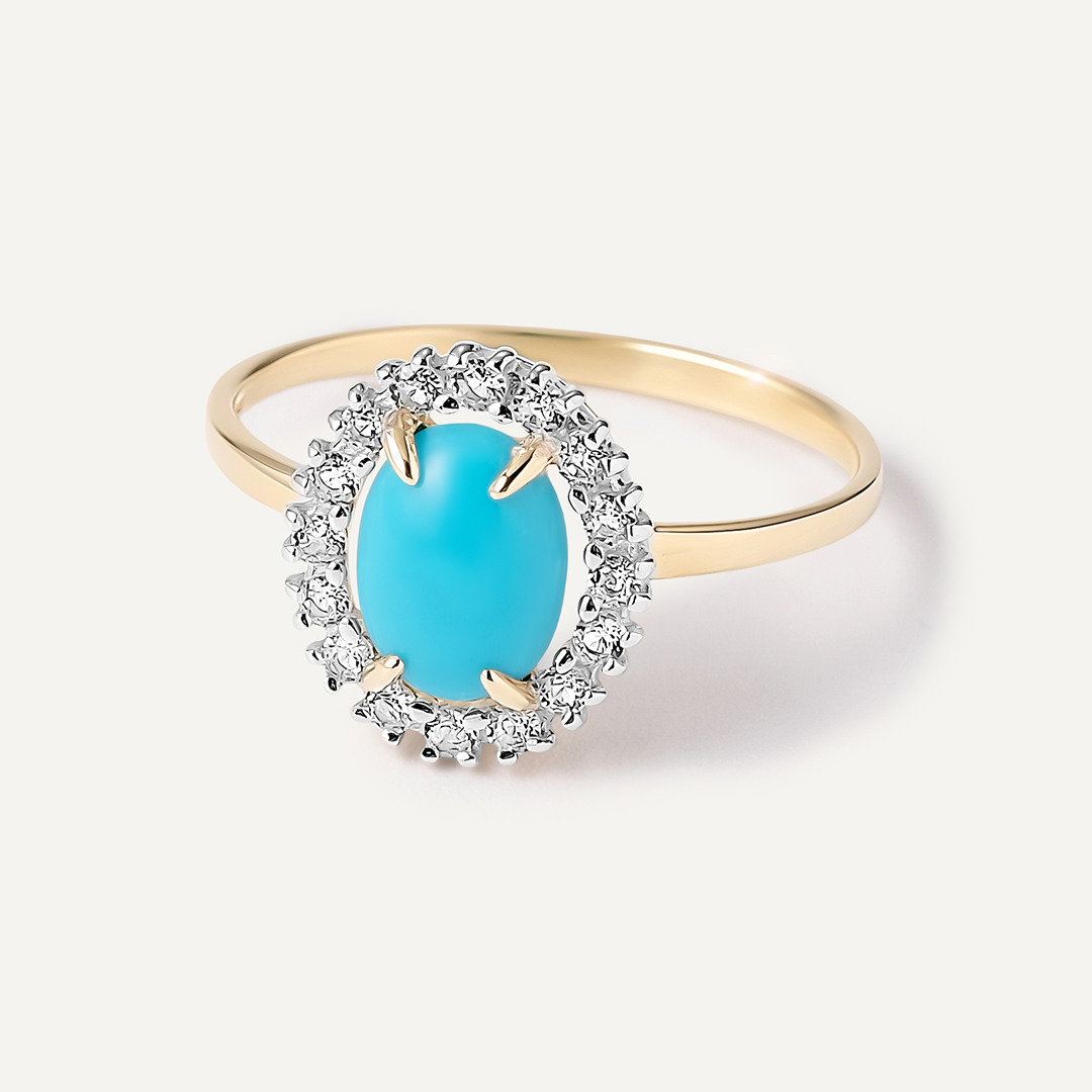 Кольцо из желтого золота с бирюзой