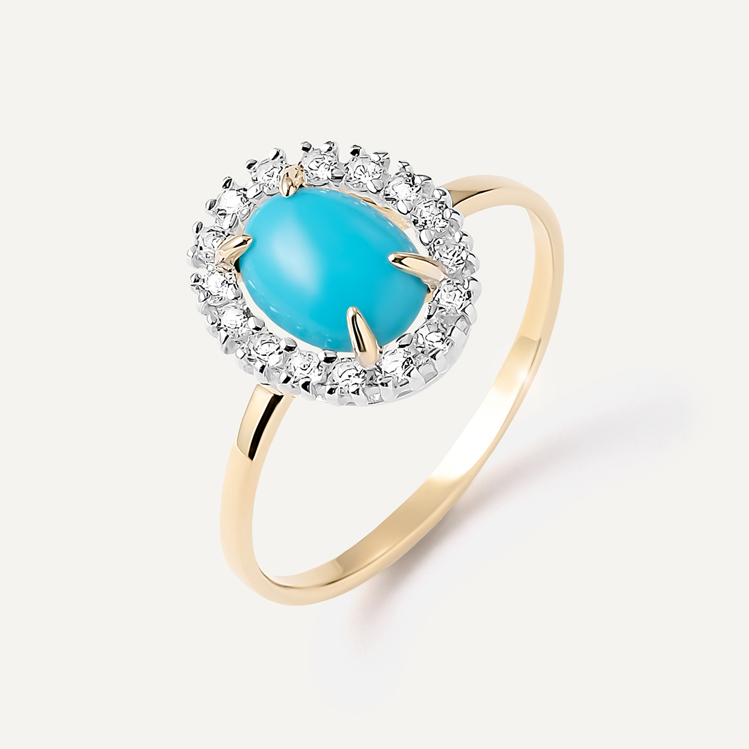 Кольцо из желтого золота с бирюзой