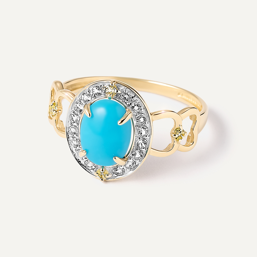 Кольцо из желтого золота с бирюзой