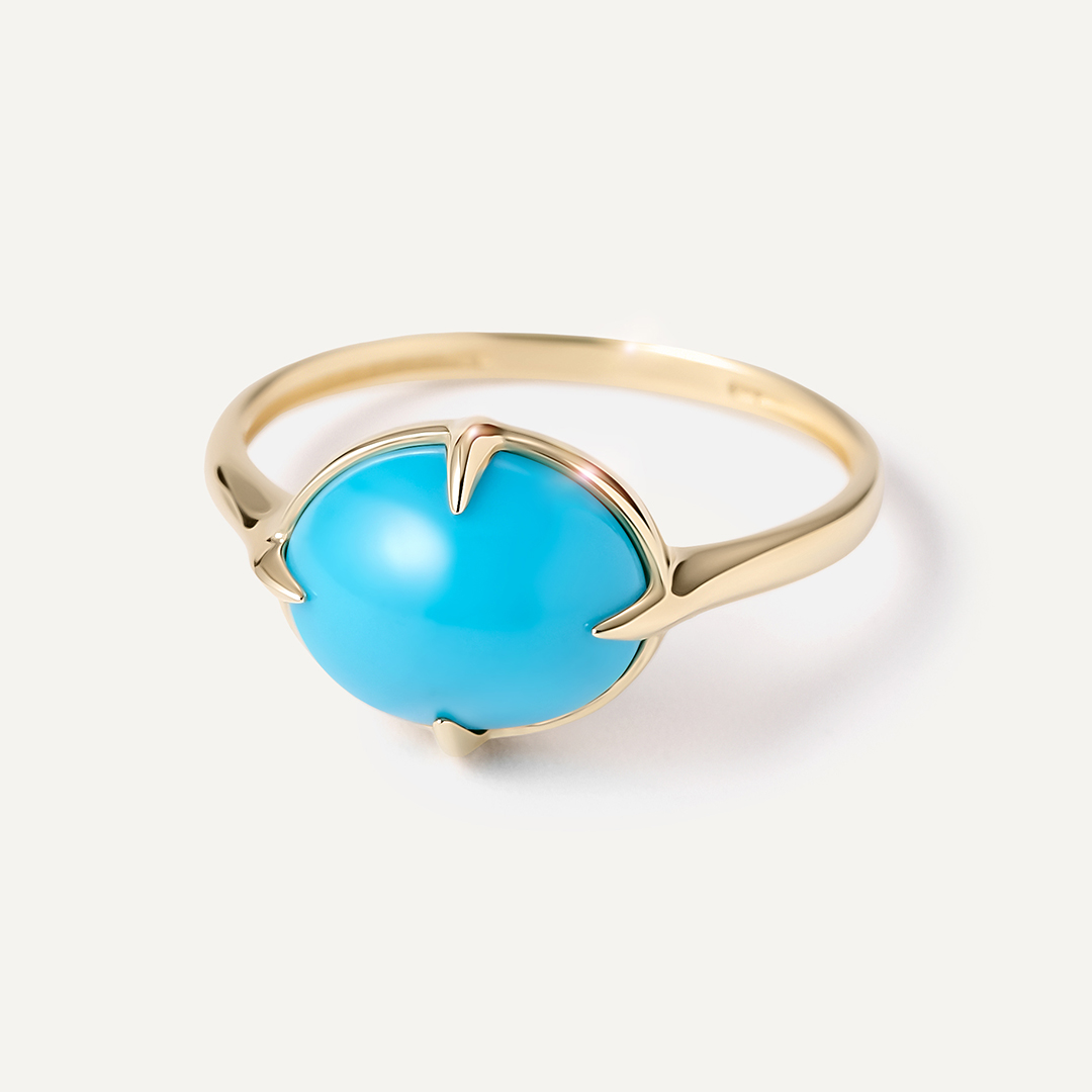 Кольцо из желтого золота с бирюзой