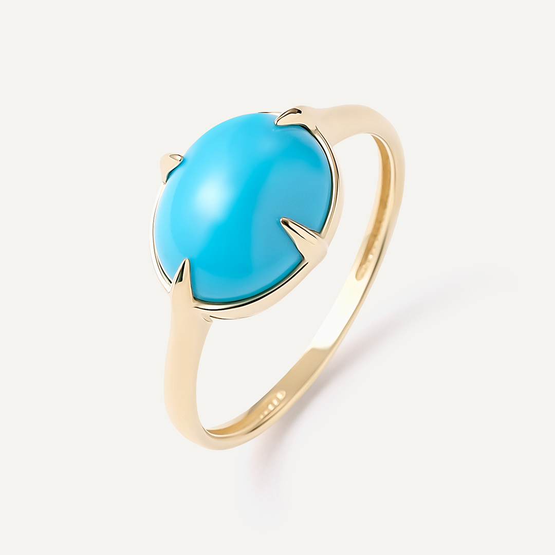 Кольцо из желтого золота с бирюзой