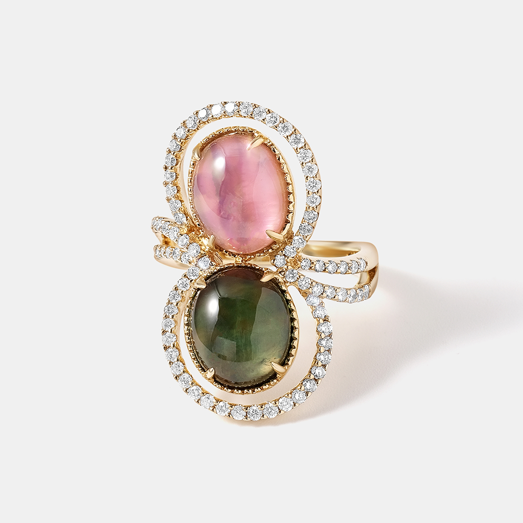 Кольцо из желтого золота с турмалинами