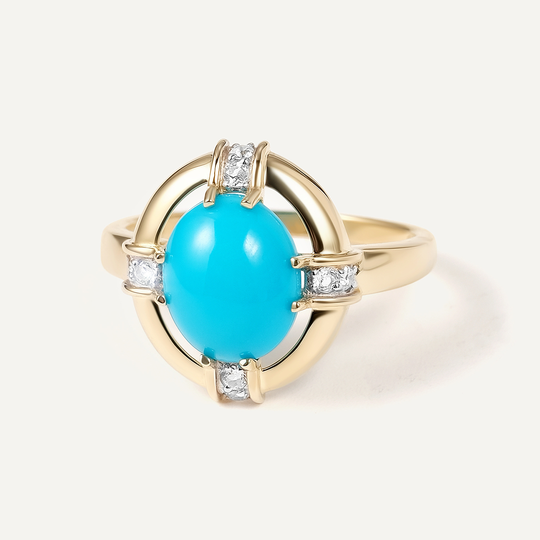 Кольцо из желтого золота с бирюзой