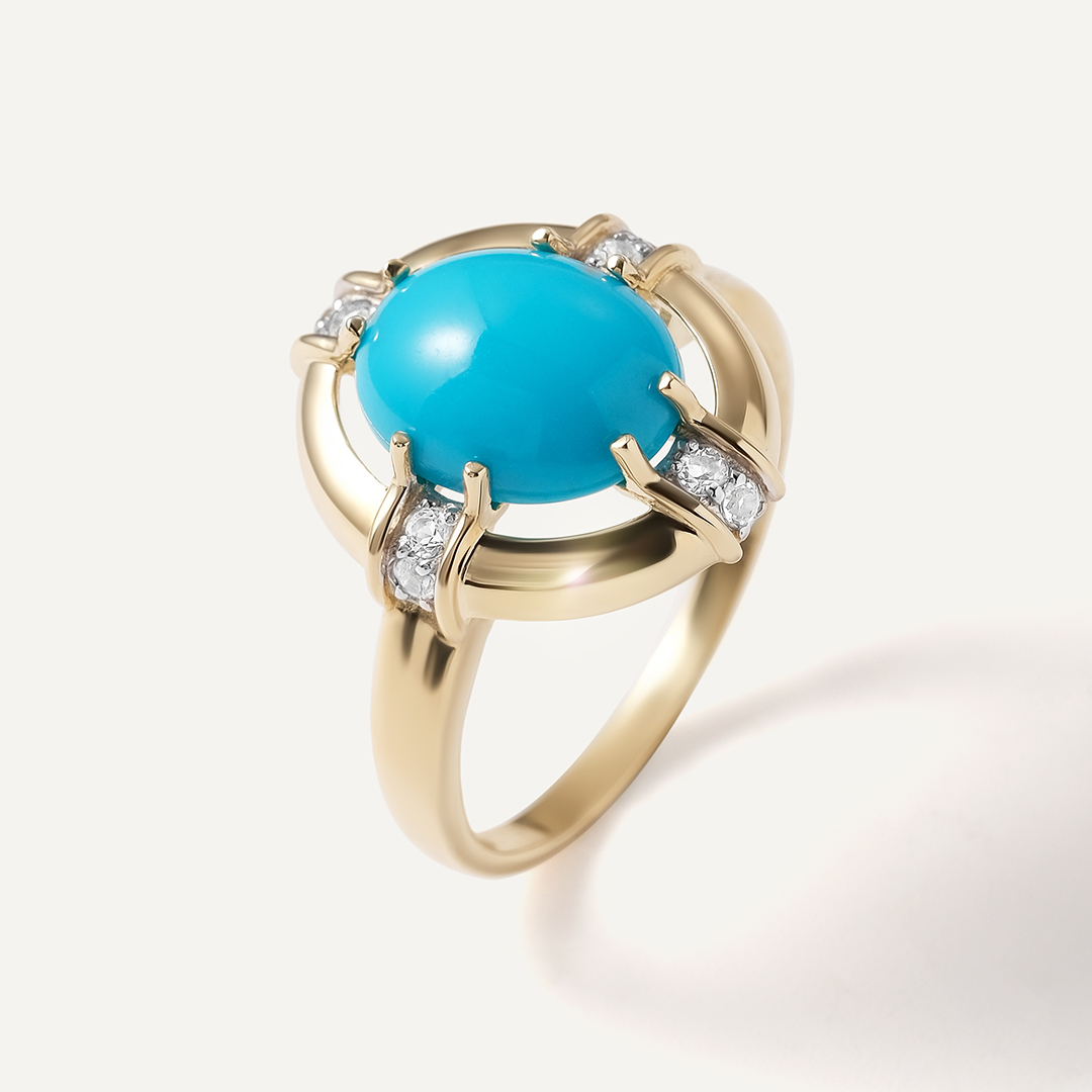 Кольцо из желтого золота с бирюзой