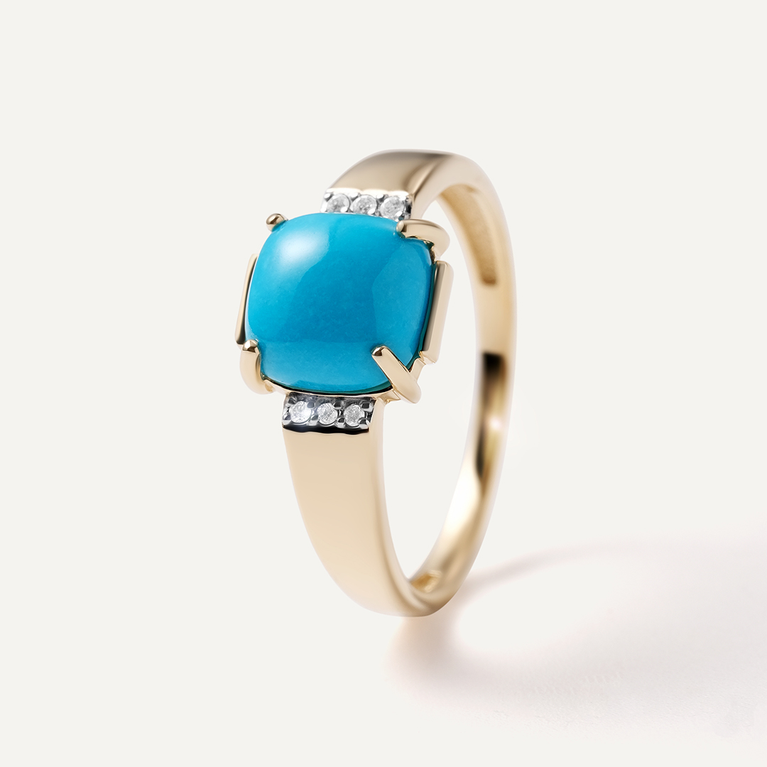 Кольцо из желтого золота с бирюзой