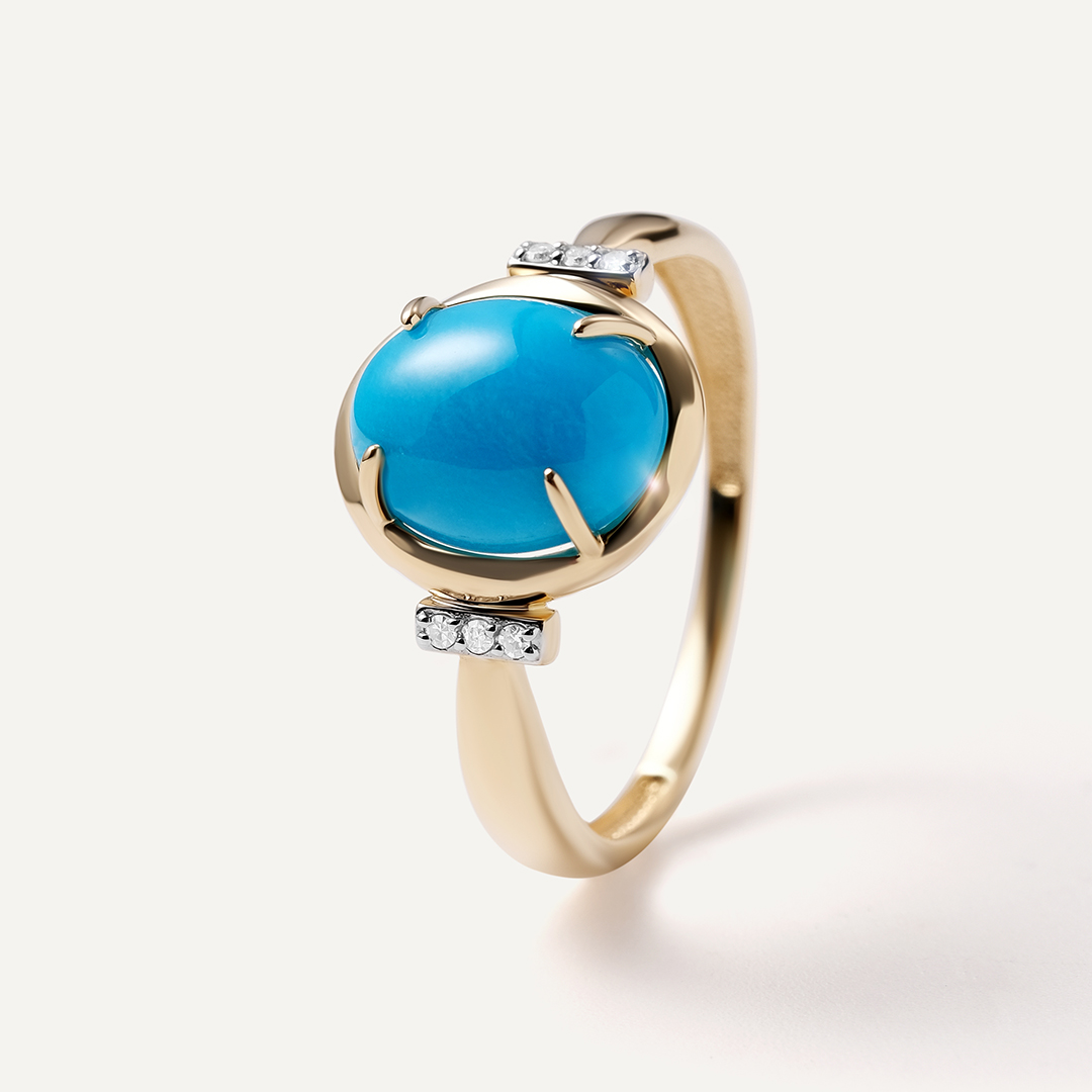 Кольцо из желтого золота с бирюзой