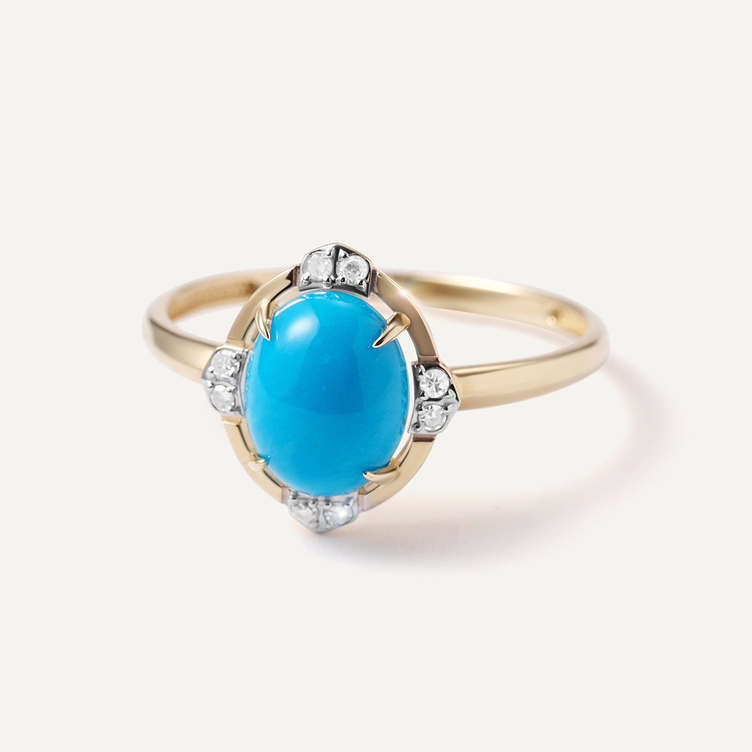 Кольцо из желтого золота с бирюзой