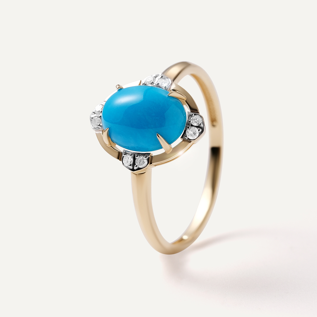 Кольцо из желтого золота с бирюзой
