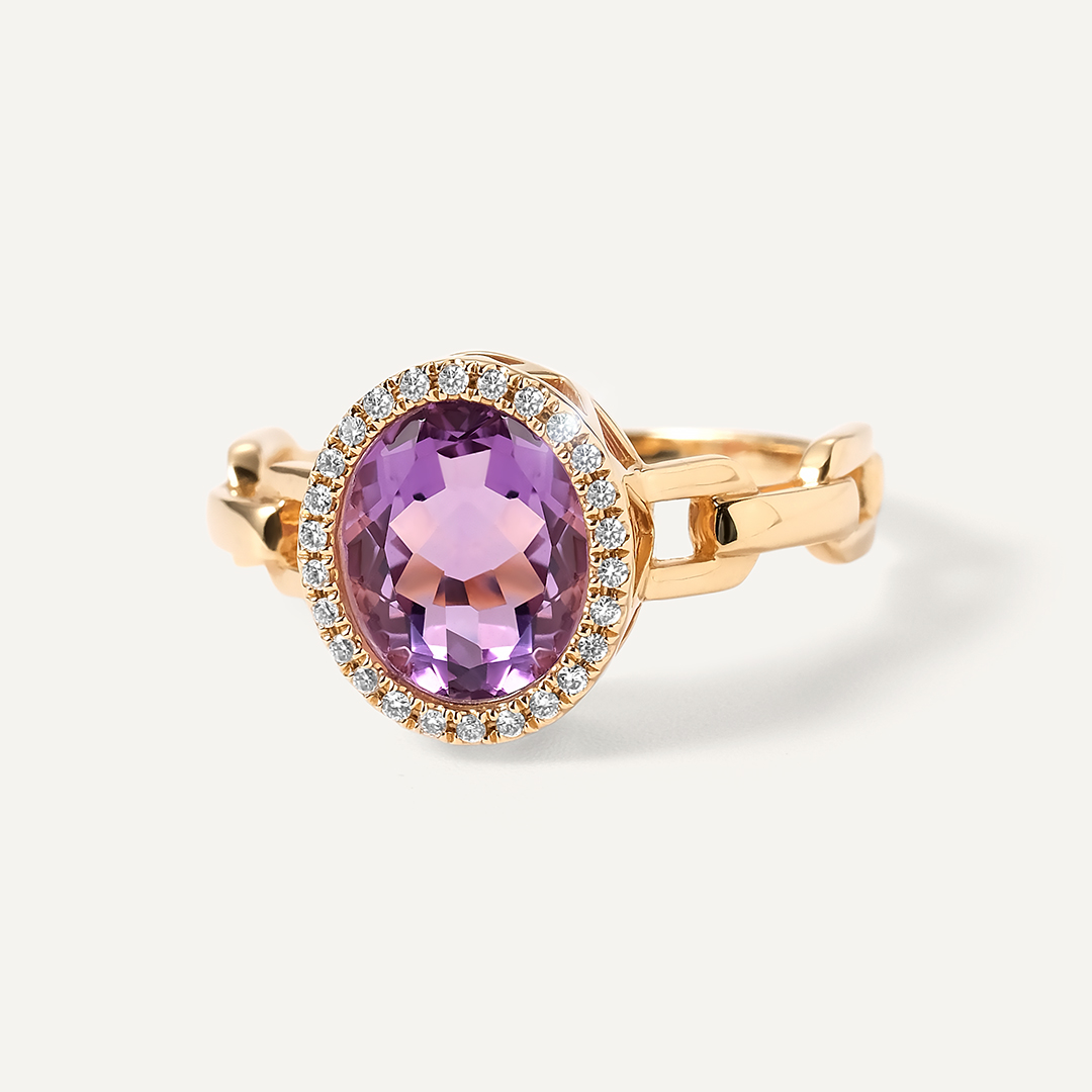 Кольцо из желтого золота с аметистом