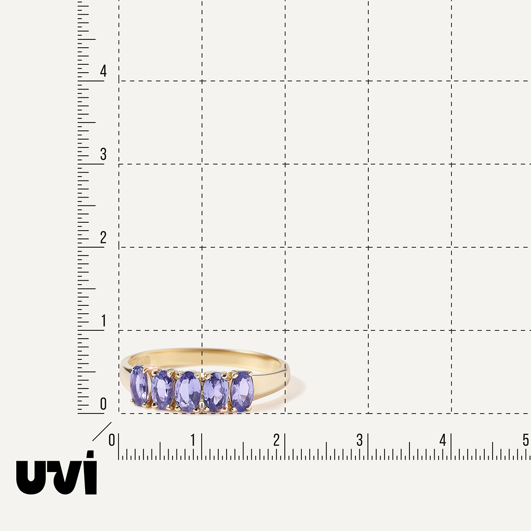 Кольцо из желтого золота с танзанитами