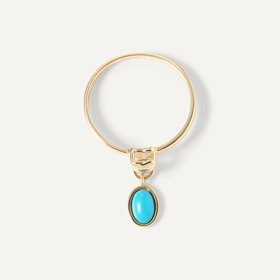 Кольцо из желтого золота с бирюзой "Сердце"