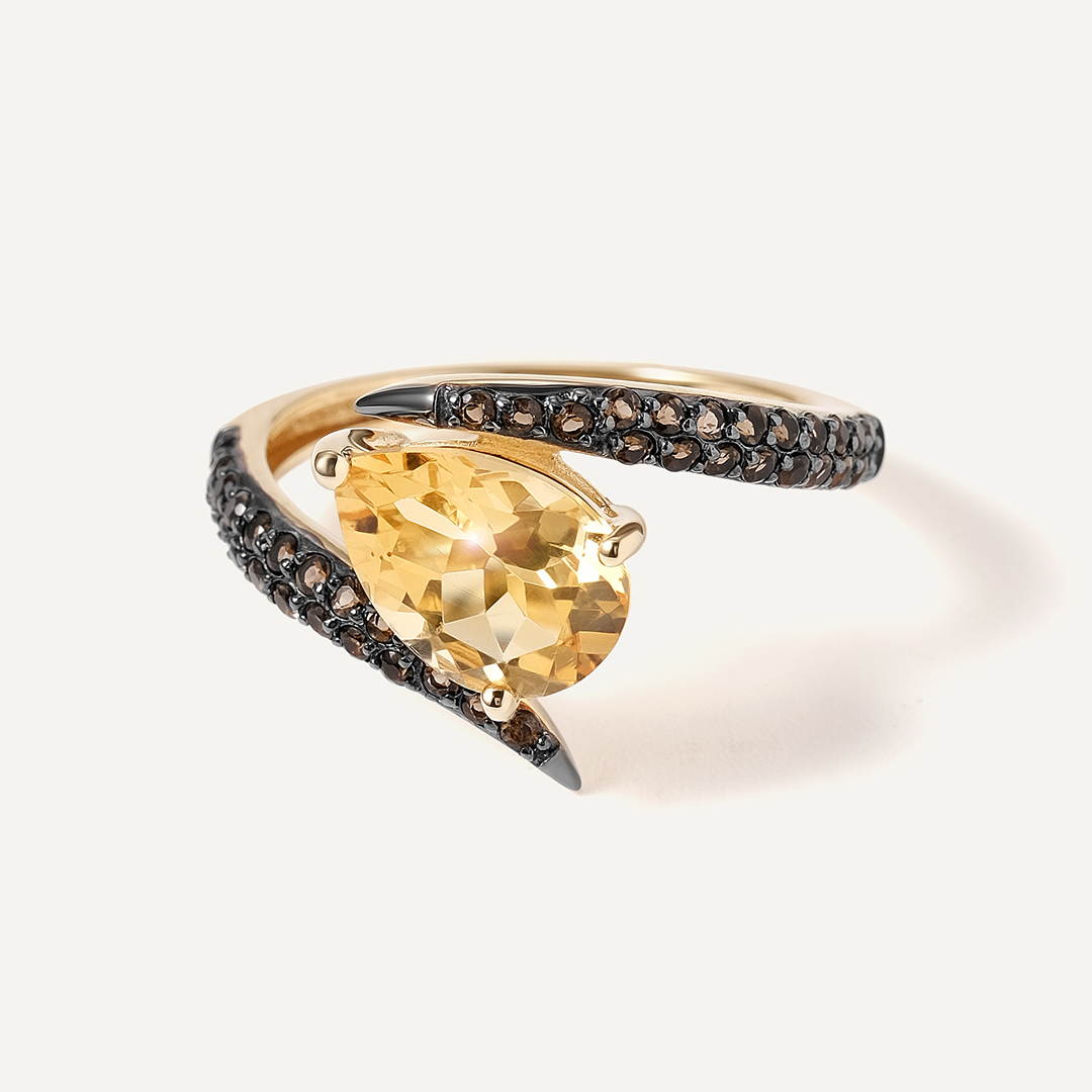 Кольцо из желтого золота с цитрином