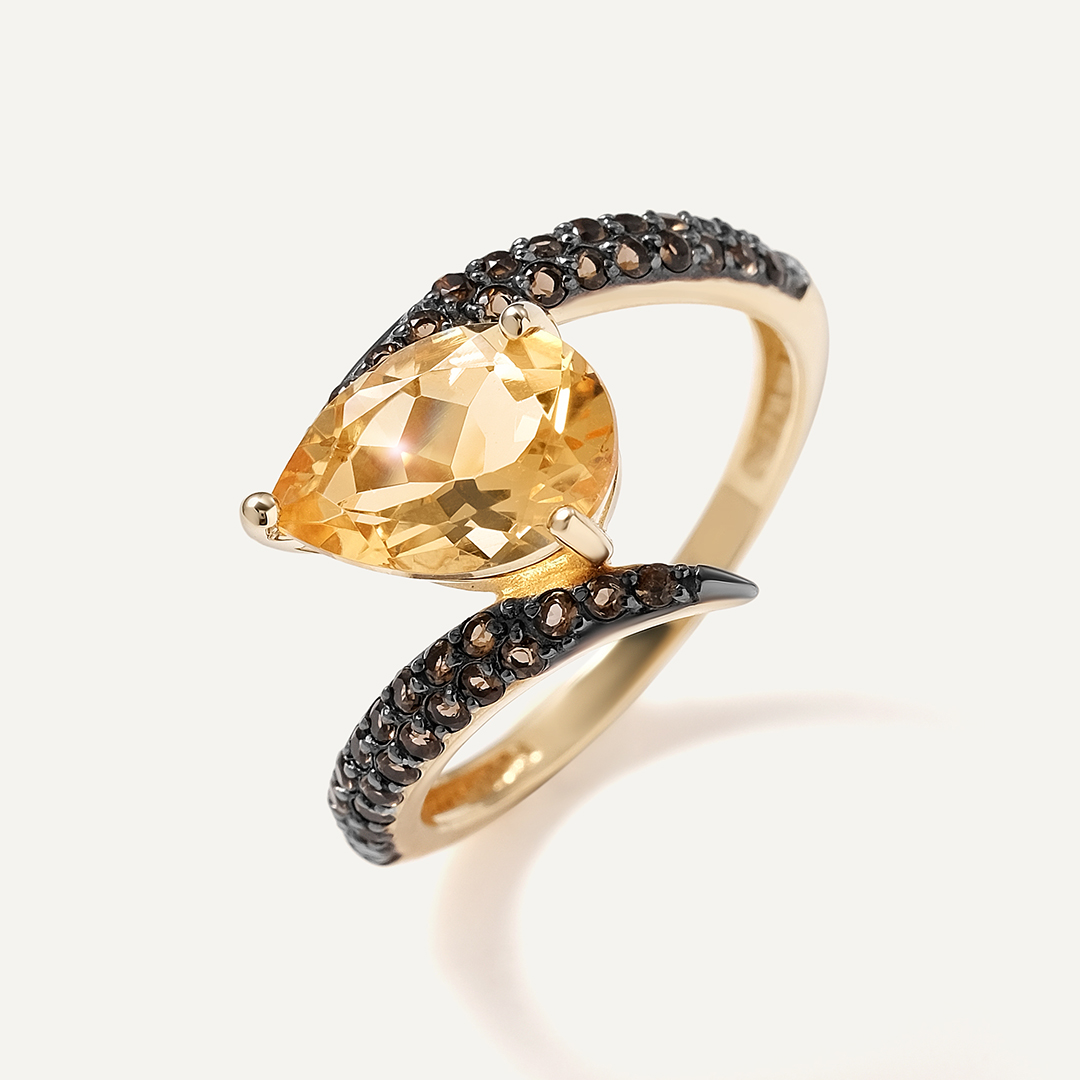 Кольцо из желтого золота с цитрином