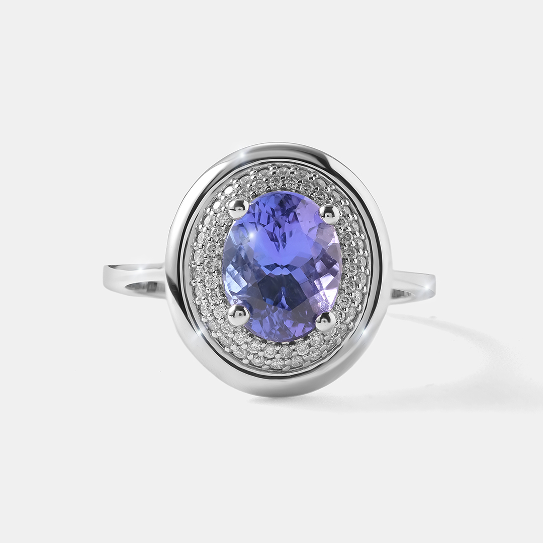 Кольцо из белого золота с танзанитом