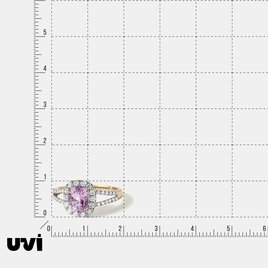 Кольцо из желтого золота с кунцитом