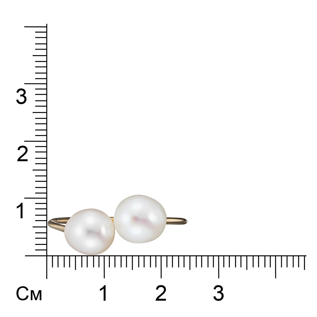 Золотое кольцо 585 пробы; незамкнутое; вставки 2 Жемчуг культ. белый;