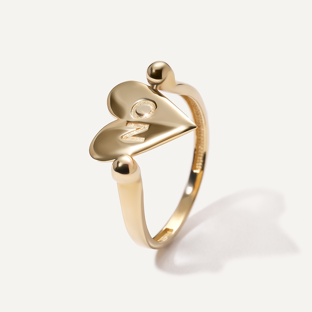 Кольцо из желтого золота "Сердце"