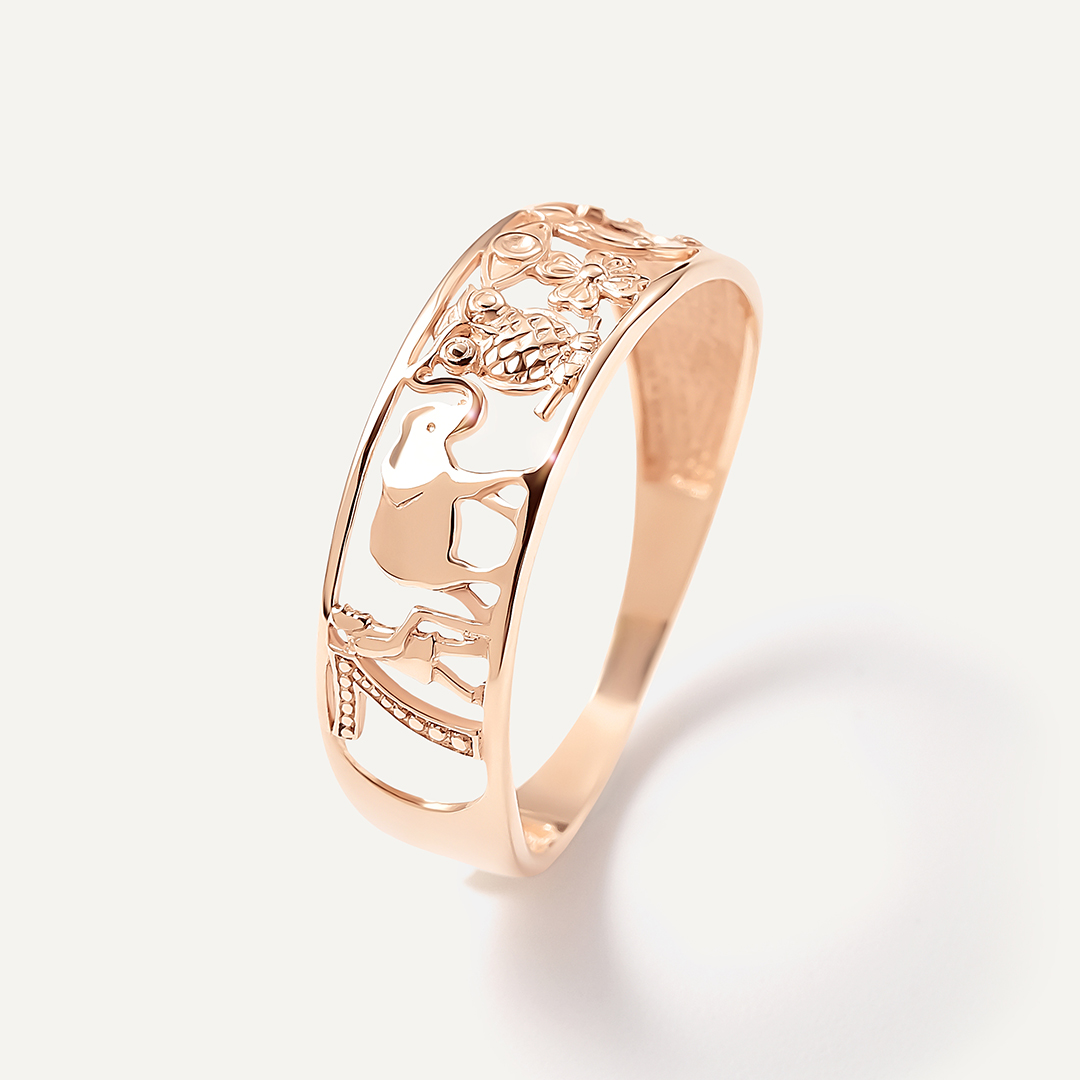 Кольцо из золота "Символы счастья и удачи"