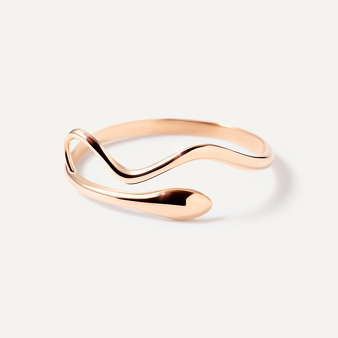 Незамкнутое кольцо из золота "Змея"