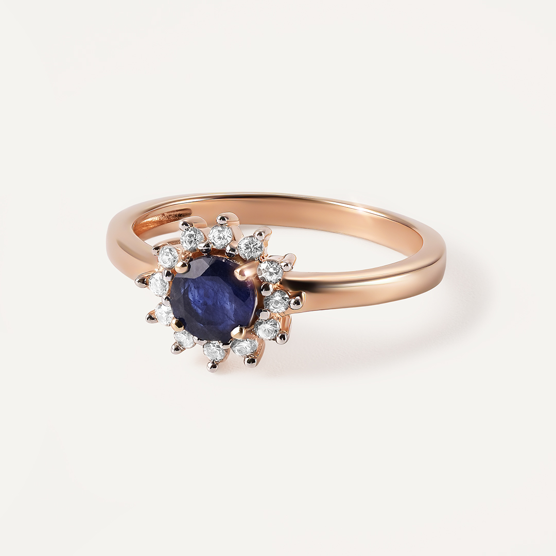 Серебряное кольцо с сапфиром "Цветок"