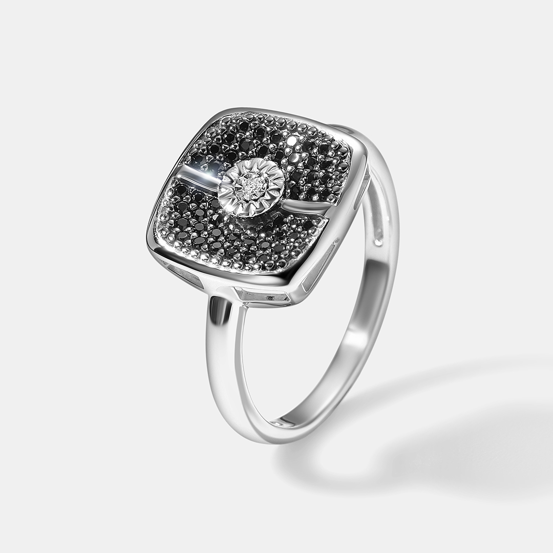 Серебряное кольцо с бриллиантом и шпинелью