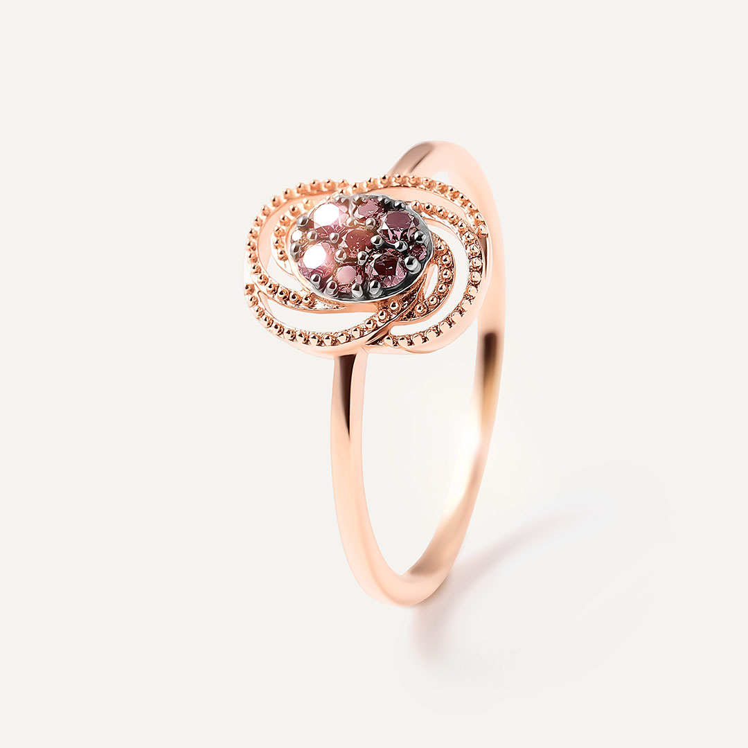 Серебряное кольцо с розовыми бриллиантами