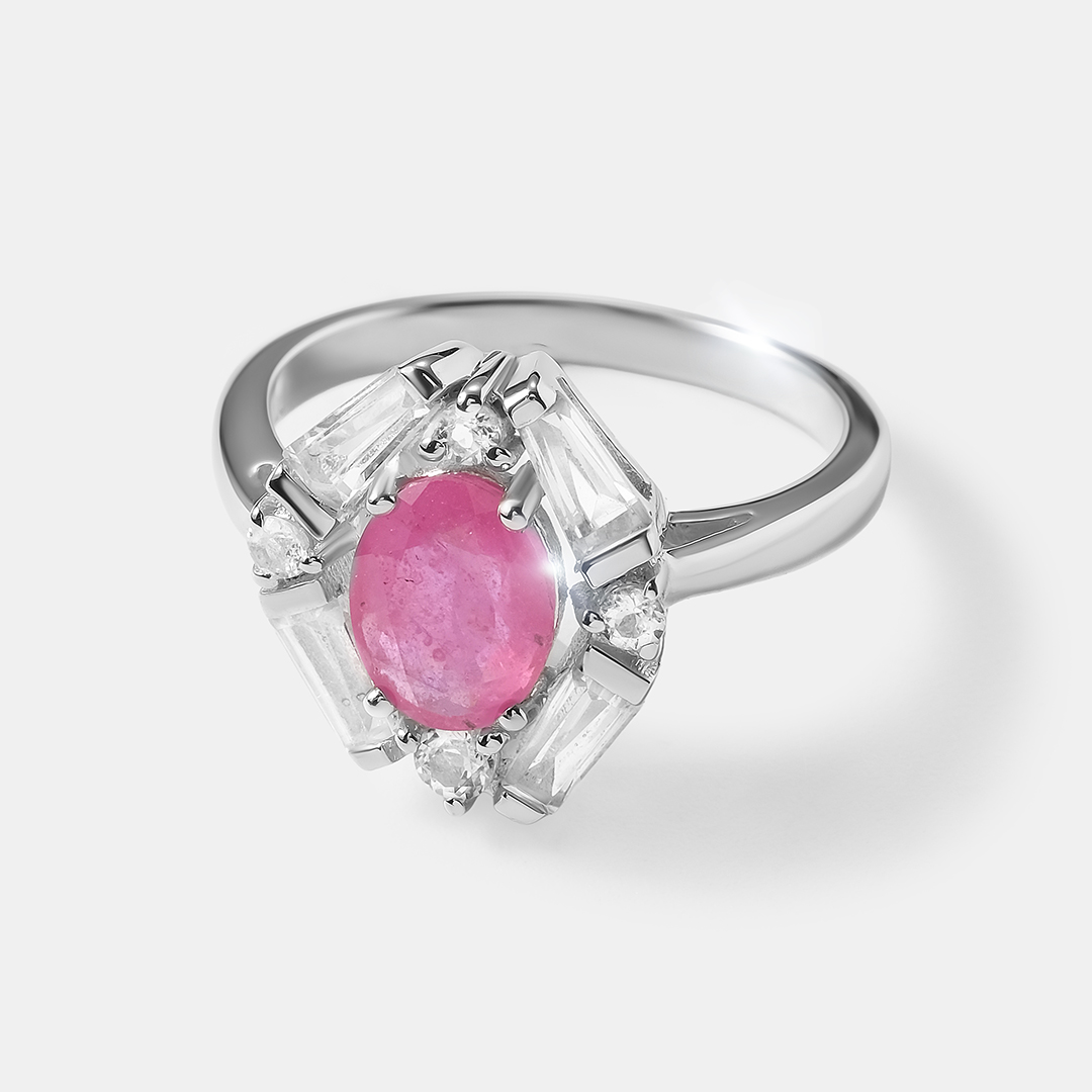 Серебряное кольцо с розовым сапфиром
