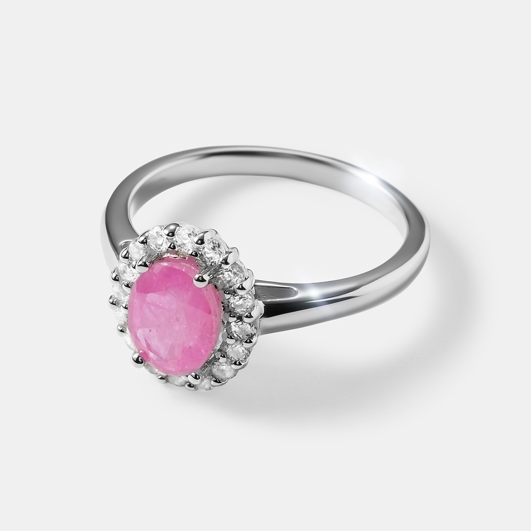 Серебряное кольцо с розовым сапфиром